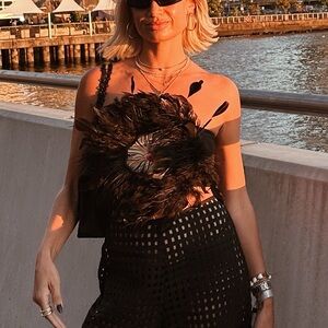 Cynthia Rowley feather bandeau crop top